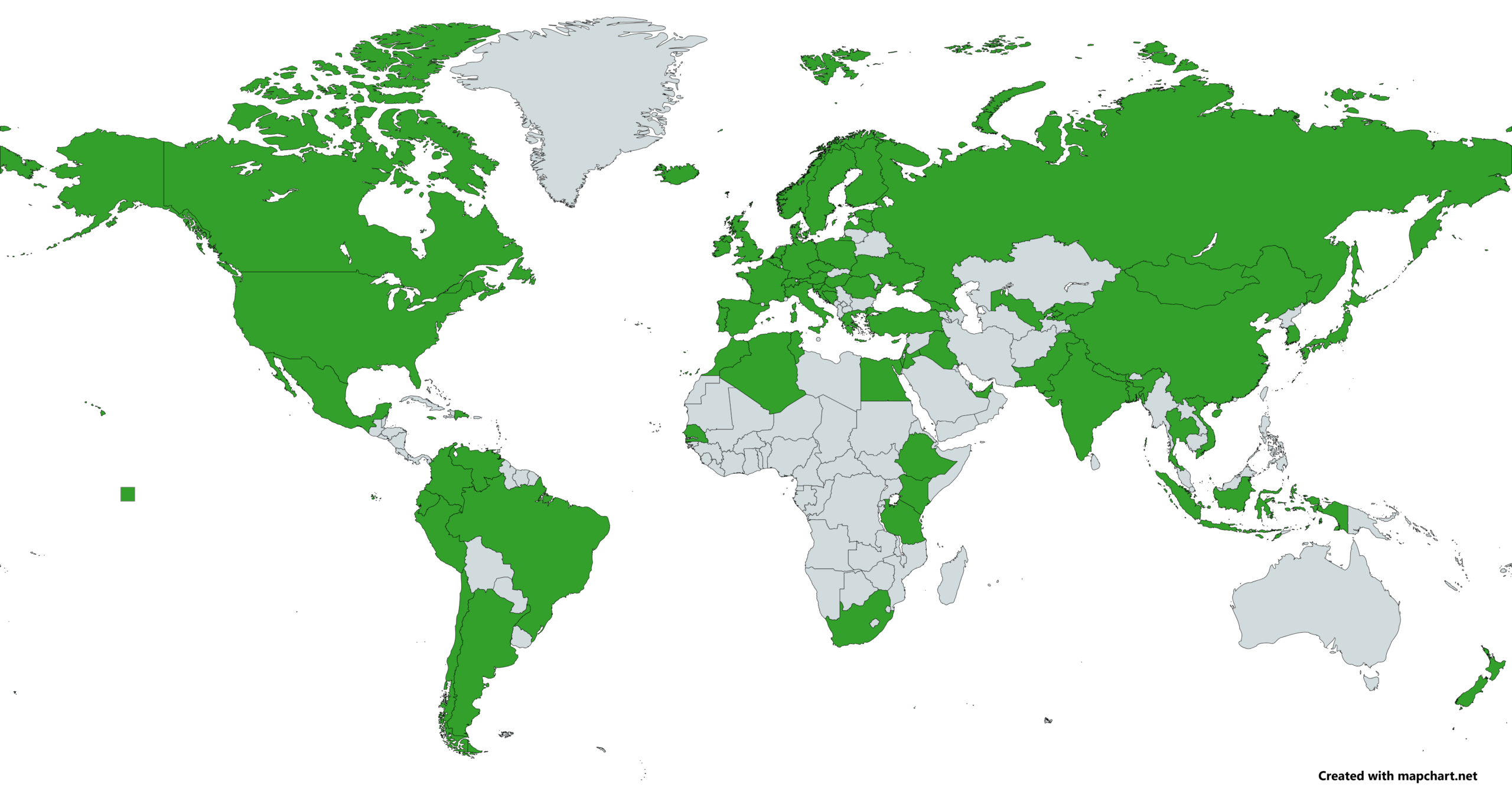 Map showing Dataministeriet listener distribution by country